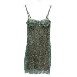DEAT Heavy Industry Diamond Chain Pearl Suspender Dresses Women For Women 2024 Summer New Party Strap Dress Female 29L7707