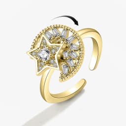 SMJEL Flower Shiny Rhinestone Rotatable Fidget Spinner Ring for Women Anti Anxiety Butterfly Animal Design Anti Stress Accessory