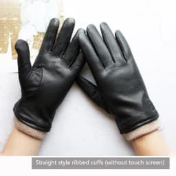 Deer Skin Gloves Men's Touch Screen Dark Brown Genuine Leather Retro Style Autumn and Winter Warm Motorcycle Riding Gloves