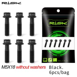 6pcs/bag RISK Bike Stem Bolts Bicycle Handlebar Fixing Screws Titanium Alloy M5x16 M5x18 M5X20 Hex Socket Head