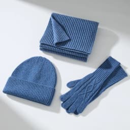 Wool Beanie Scarf And Glove Sets Knit Ribbed Three Piece Set Winter Accessories