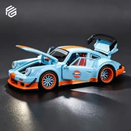FG 1:64 Porsche 930 RWB Wide Body Modification Gulf Oil Full Open Alloy Diecast Car Model Collection