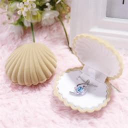 Ocean Style Shell-shaped Jewelry Box for Rings Earrings 4 Colors Options Made of High Level Flannel