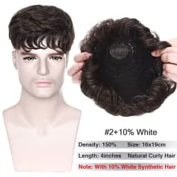 S-noilite 16x19cm Men Toupee Human Hair Replacement System Hair Toppers Hairpiece 4Inch Hair Wig Extensions Male Hair Prosthesis
