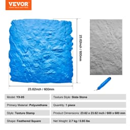 VEVOR Concrete Stamps Mat Concrete Texturing Skin Polyurethane Stamp Stone Tile Texture Mat Slate floor Imprint Concrete Molds