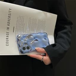 Glossy Wrinkle Plating Wave Border Case for iPhone 16 15 17 Pro Max Air Plus 11 12 13 14 Meteorite Pattern Soft Silicone Cover