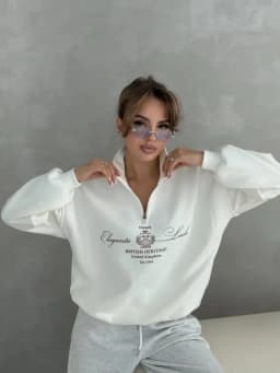 Vintage British Style Lapel Shirts Zipper Turn-down Collar Sweatshirt Loose Leisure Autumn Elegant Women Large Size Streetwear