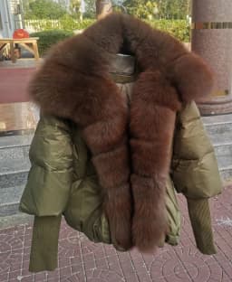 2026 Winter Real Fox Fur Collar White Duck Down Padded Down Jacket Regular Fashion Warm Big Fur Collar Women's Coat