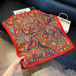 Luxury Brand Paisley Houndstooth Printed Square Scarf Soft Satin Thin Smooth Neck Scarf Sunscreen Headscarf For Women Head Wrap