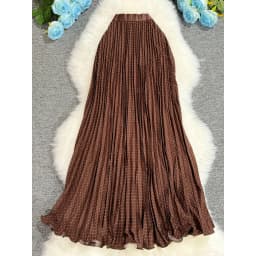 Polka Dot Print High Elegant A-line Pleated Long Skirt For Women 2025 Spring autumn Office Lady Casual Leopard Skirts