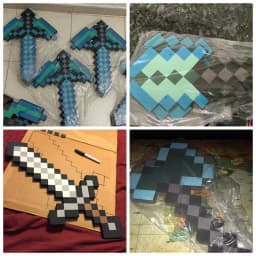 30~45cm Minecrafte Foam Sword Blue Purple Grey Axe MC Shovel Diamond Pickaxe Yellow Sword My World EVA Toy for Outdoor Cos Toys