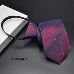 New 7cm Mens Tie Pre-tied Easy Wear Neck Tie Business Wedding Zipper Lazy Pre-tied Korean Style Striped Plaid Solid Necktie
