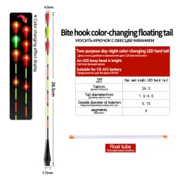 1PC Gravity Sensor Fiberglass Tail+1 Tube Luminous LED Light DIY Optical Tackle Ocean Fishing Tools Tackle Accessories