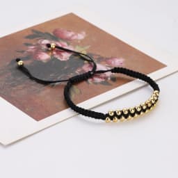 Classic Men Women Bracelet 4MM Copper Beaded Charm Bracelet Pulseira Adjustable Bracelet Fashion Jewelry Gift