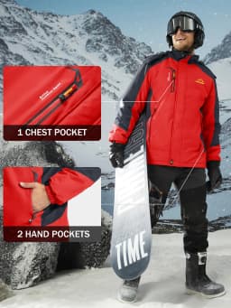 MAGCOMSEN Men's Ski Jacket Winter Warm Wool Parka Warm Thick Coat Windproof Rainproof Snowproof Hiking Men's Snowboard Jacket