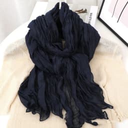 Solid Color 180*90cm Cotton Linen Scarf Retro Autumn Winter New Warm Silk Pleated Retro Thin Long Strip Shawl Men and Women's