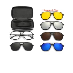 VCKA Big Frame Polarized Myopia Sunglasses 6 in 1 Prescription Magnetic Clip Men Women Glasses Custom Optical Eyewear -0.5 To-10