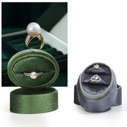 Velvet Double Ring Oval Pink Box Holder For Earring Jewelry Organizer Storage Wedding Ceremony Engagement Display Case Stand