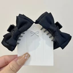 2Pcs Women Small Bow Hair Claw Clips Sweet Princess Headwear Fringe Hair Clips Barrettes for Girls Fashion Hair Accessories