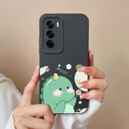 For OPPO Reno12 Pro 5G Case Lovely Dinosaur Liquid Silicone Soft Cases Shockproof Phone Cover For OPPO Reno 12 12Pro Fundas Capa