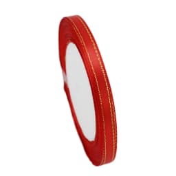 (25 Yards/roll) 6mm Gold Edged Single Face Satin Ribbon Wholesale Gift Packing Christmas Decoration Manual DIY Ribbons Fabric