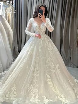 Boho Wedding Dresses Long Sleeves Lace Appliqued V-Neck 2026 A-Line Gown Elegant Shiny Bride Dresses Full Length On Sale