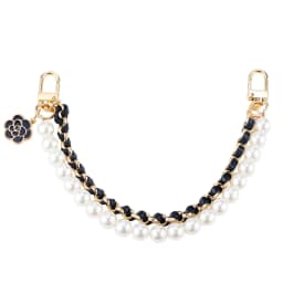 Pearl Bag Extender Chain Wallet Double Chain, Metal Purse Extender Strap PU Leather Handle Replacement for Handbags Purse