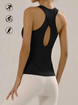 Super Soft Cross Backless Workout Tops for Women Racerback Tank Tops Open Back Running Muscle Tank Yoga Shirts