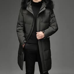 Style Hooded Jacket Short Length Casual with Windproof Wrinkle Finish Zipper Closure Thickened Regular Length Winter for Men