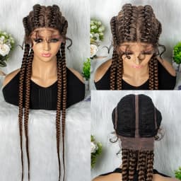 32 inches Large Four Braid Lace Wig for Black Women Braided Wig Full Lace Box Braids Wig Women Synthetic Braided