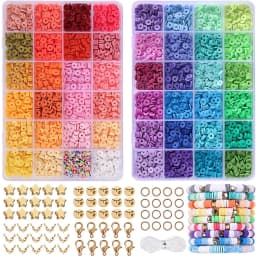 SHU YU 14400/4200/2400pcs Assorted Polymer Clay Beads Kit for DIY Jewelry Making-Handmade Craft for Bracelet, Necklace, Earrings