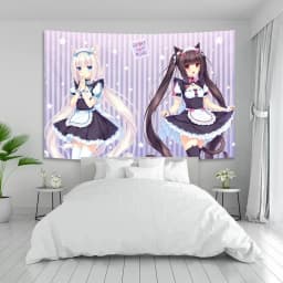 VIKAMA Anime Tapestry with Nekopara Chocola And Vanilla Neko Character Design for Anime Room and Bedroom Wall Decor