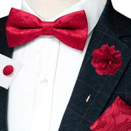 Classic Mens Bow Tie Brown Jacquard Paisley Bowtie Hanky Cufflinks Brooch Set Wedding party Butterfly Knot Gift Man Accessories