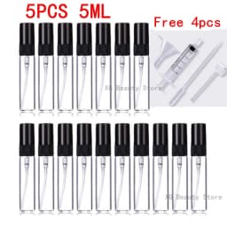 Bulk Pack 5/10/20/50/100PCS 5ML Black Glass Spray Bottles with 4 Essential Accessories - Dropper Funnel Dispenser Syringe