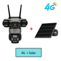 Solar Powered AOV 4-Lens Camera,Color Night Vision,Human Detection & Tracking, 24H Recording for Outdoor Home Security