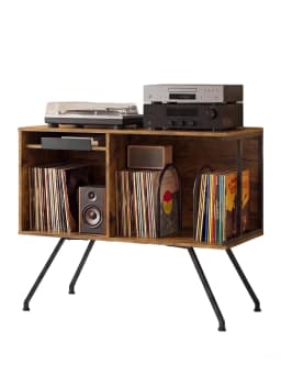31.5in Record Player Stand With Storage, Flip Top Vinyl Record Cabinet For 150+ Albums, Turntable Table With Dividers