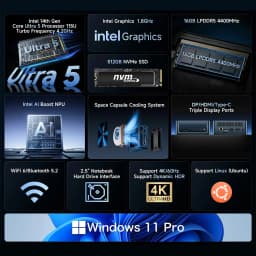 Bmax Mini Ai Pc B11 Pro Intel Core Ultra 5 115U 8 Cores 10 Threads 16Gb Ram 512Gb Ssd Windows 11 USB HDMI