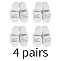 Bride & Bridesmaid, Wedding Party Guests Home Slip On Shoes Bridal Party Slippers Open-toe With Golden, Mint Green and Pink