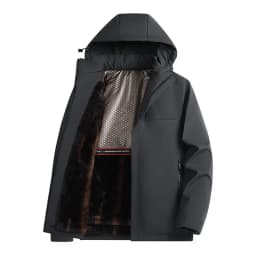 Men Graphene Fleece Lined Cotton Jacket Men Detachable Hat Windproof Parkas Men Winter Business Casual Thick Warm Hooded Parkas
