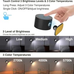 LED Wall Sconces, Mounted Lamps with Rechargeable Battery Operated Dim 3 Brightness Removable Charging 360°Rotate Magnetic Ball