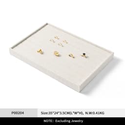 Oirlv Linen Multi-function Flat Jewelry Tray Stackable Jewelry Drawer Organizer Bracelet/Watch/Earrings Showcase Jewelry Holder