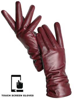 Simple Women's Gloves Winter Warm Plus Velvet Short Thin Touch Screen Gloves Driving Color Women's Leather Gloves High Quality