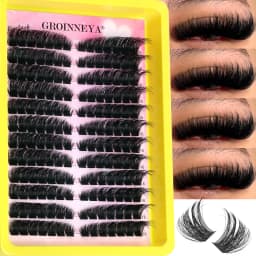 GROINNEYA Lashes Clusters Fluffy Volume Lash Clusters Bottom Lashes Wispy Eyelashes DIY Lash Extension Individual Lashes