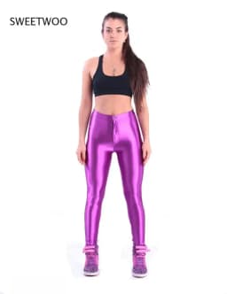 2025 American Style Pencil Pants Shiny Disco Pants High Waist Women\\'s Trousers Leggings Pants
