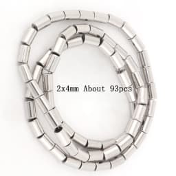 Natural Silver Color Hematite Stone Cylinder Irregular Loose Round Beads For DIY Jewelry Making Bracelet Earring Accessories