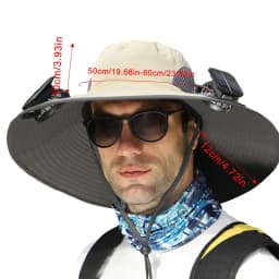 Swim Hat Men Outdoor Wide Brim Sun Hat With Solar Fan Wide Brim Solar Fan Outdoor Fishing Hat Solar USB Charging Desktop Visor