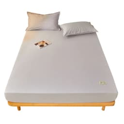 100% Cotton Fitted Bed Sheet with Elastic Band Solid Color Anti-slip Adjustable Mattress Cover for Single Double King Queen Bed