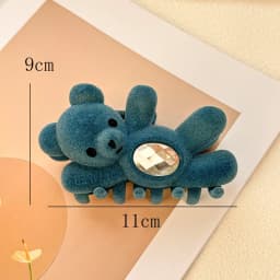 1pc Cute waving teddy bear hair clip with high aesthetic value, rhinestone headband, shark clip, Valentine's Day hair accessory