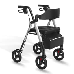 MaiDeSiTe Elderly Walker Foldable with Seat Durable Steel Frame 8-Inch Large Wheels for Mobility Aid