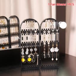 Folding Earrings Studs Display Rack Necklace Jewelry Shelf Stand Holder Panels Screen Organizer Storage Box